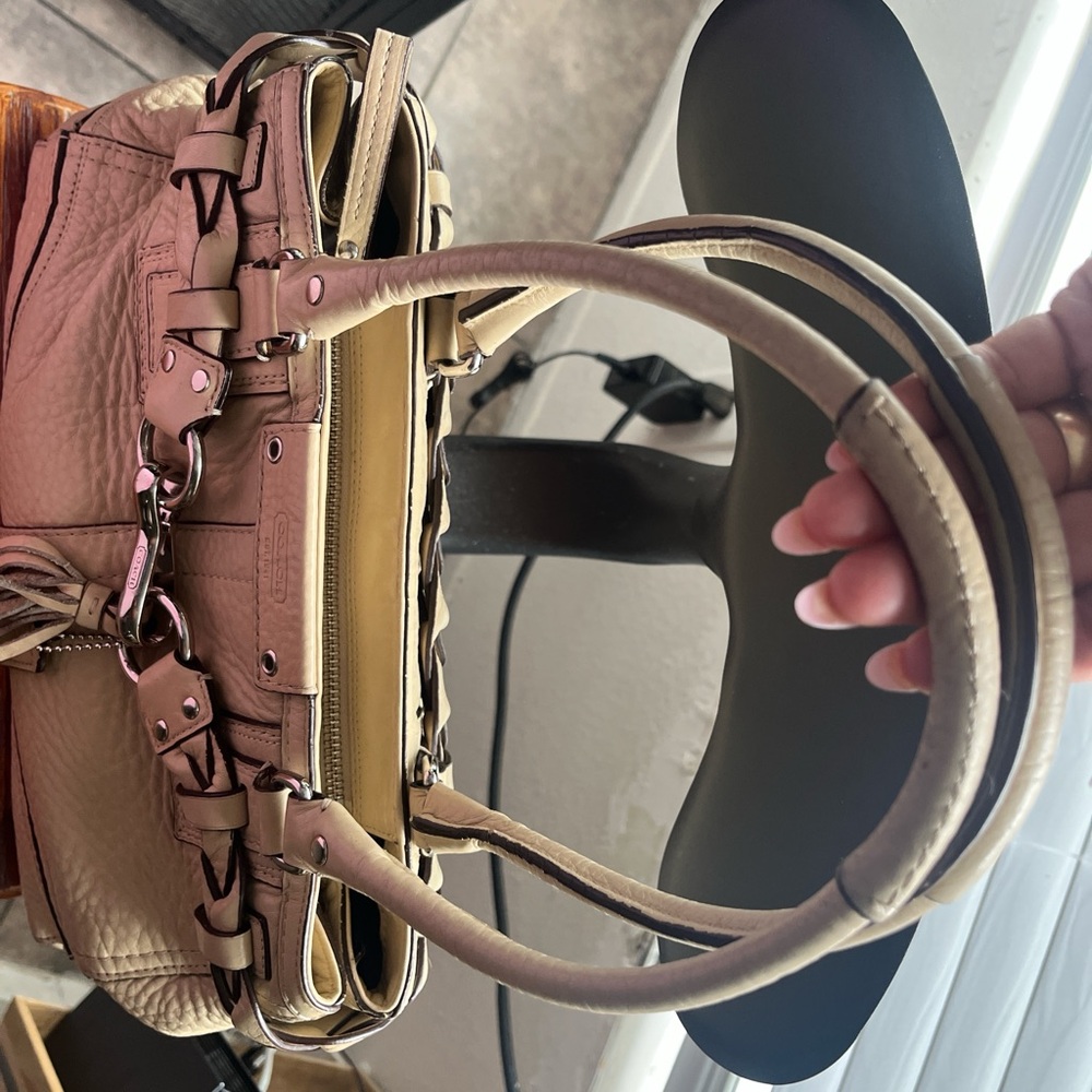 Coach Beige Leather Satchel with Braided Detail - Picture 3 of 7